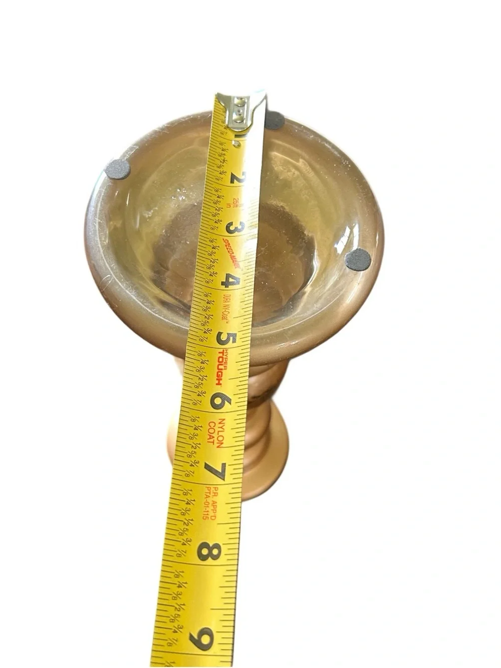 Glass Candle Pillar Metallic Gold Textured Look 12” New